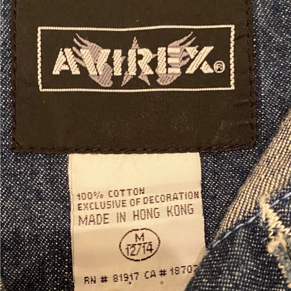 Avirex Distressed Stonewashed Denim Jean Jacket w Embroidery / Stitching / M - Picture 9 of 16